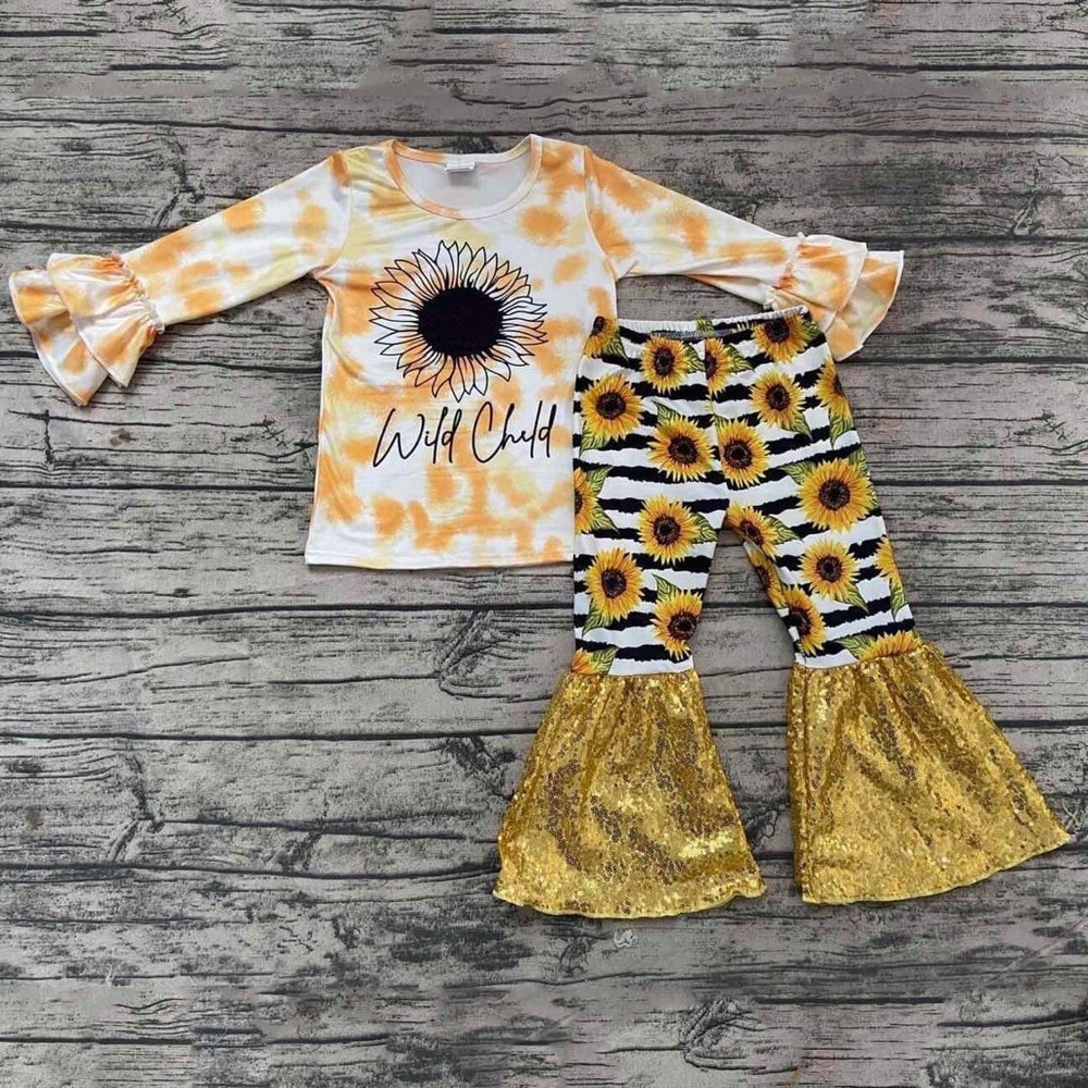 Sunflower Boutique Cute Sequin Ruffle Pants Set
